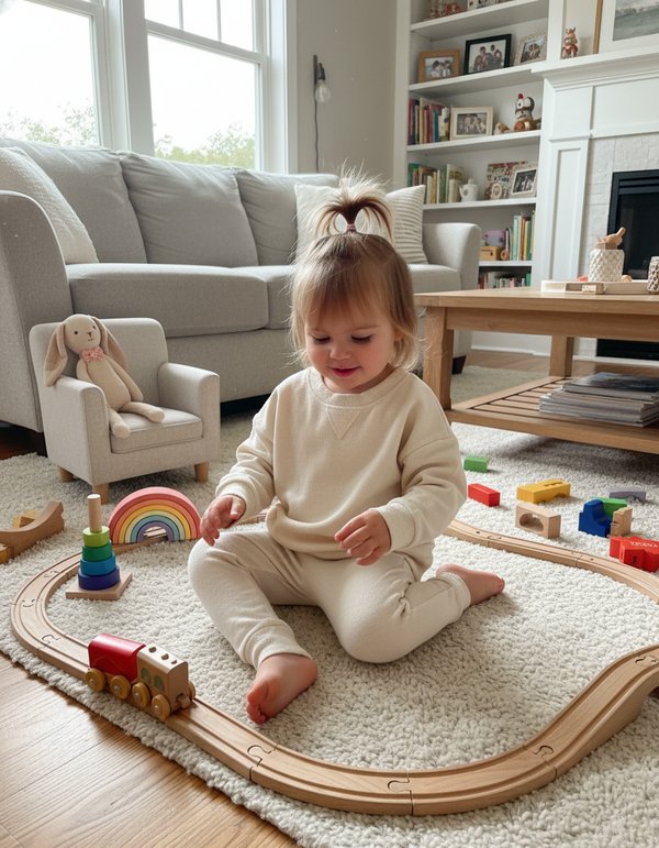 TODDLER FRENCH TERRY CREWNECK SET (CREAM)