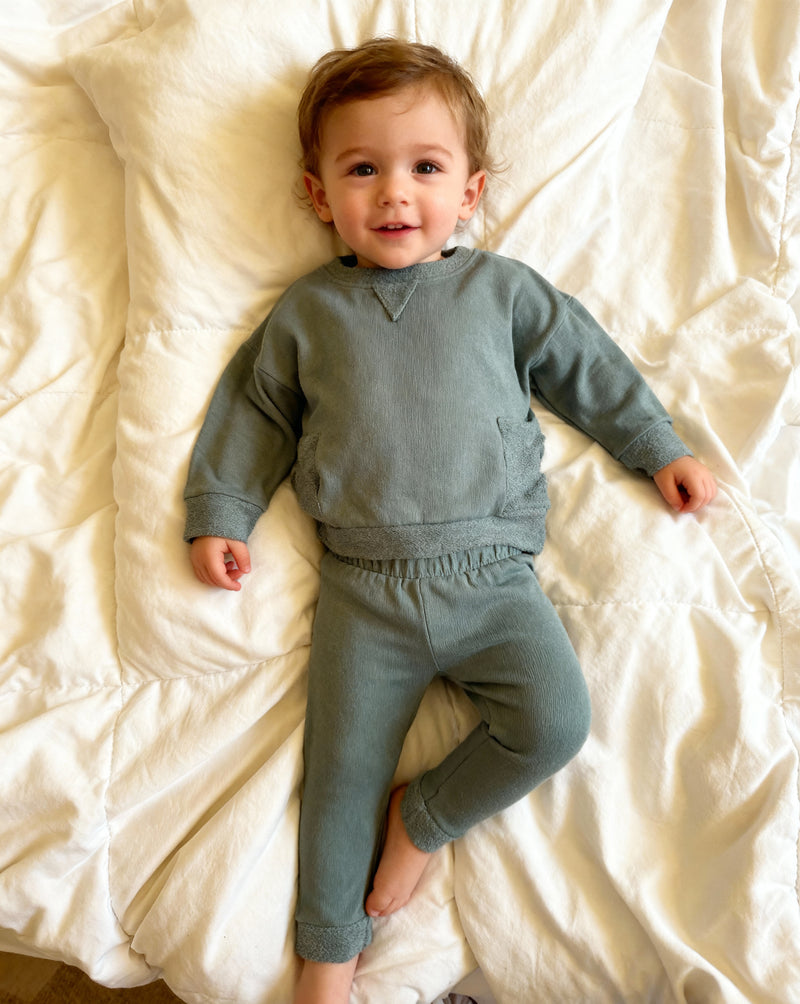 TODDLER FRENCH TERRY CREWNECK SET (SLATE)
