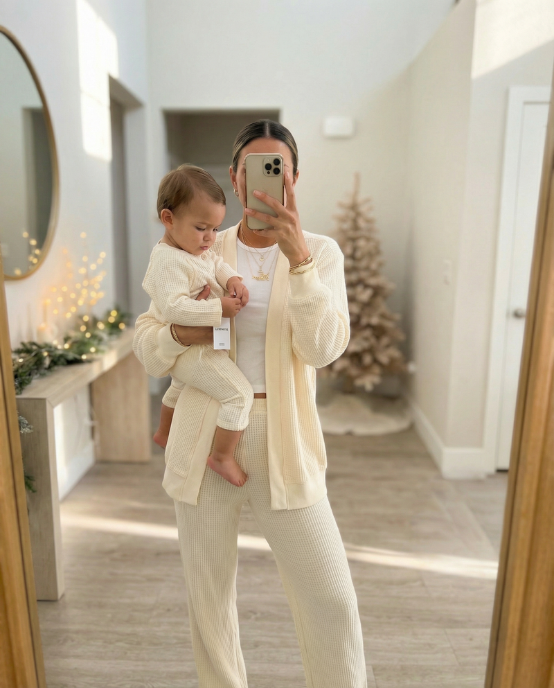 MAMA CARDIGAN + PANTS SET (BUTTERCREAM)