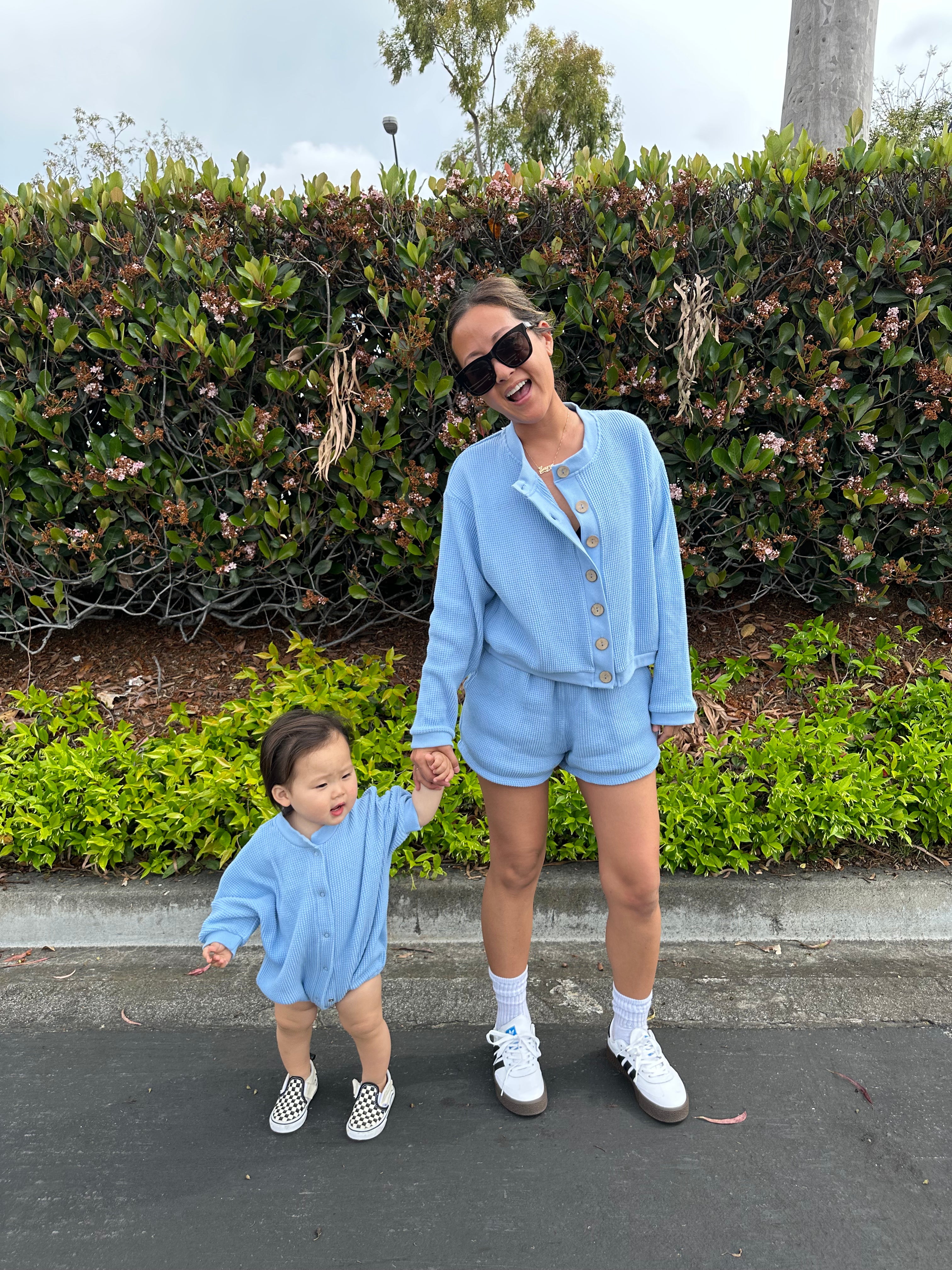 MAMA IVY WAFFLE TOP + SHORTS SET (SKY BLUE)