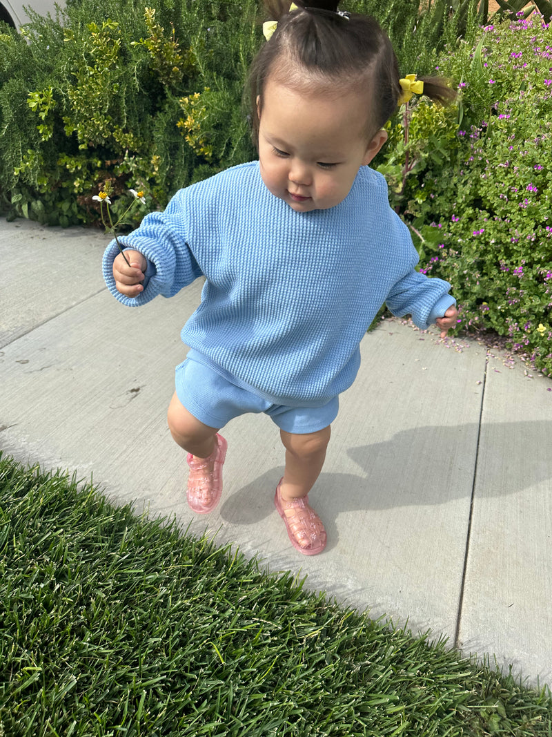 TODDLER LOUNGE SHORTS + TOP SET (SKY BLUE)