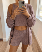 MAMMA RASPBERRY PINK RIBBED LOUNGE SET – SHORTS