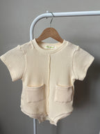 BABY SHORT SLEEVE ROMPER (BUTTERCREAM)