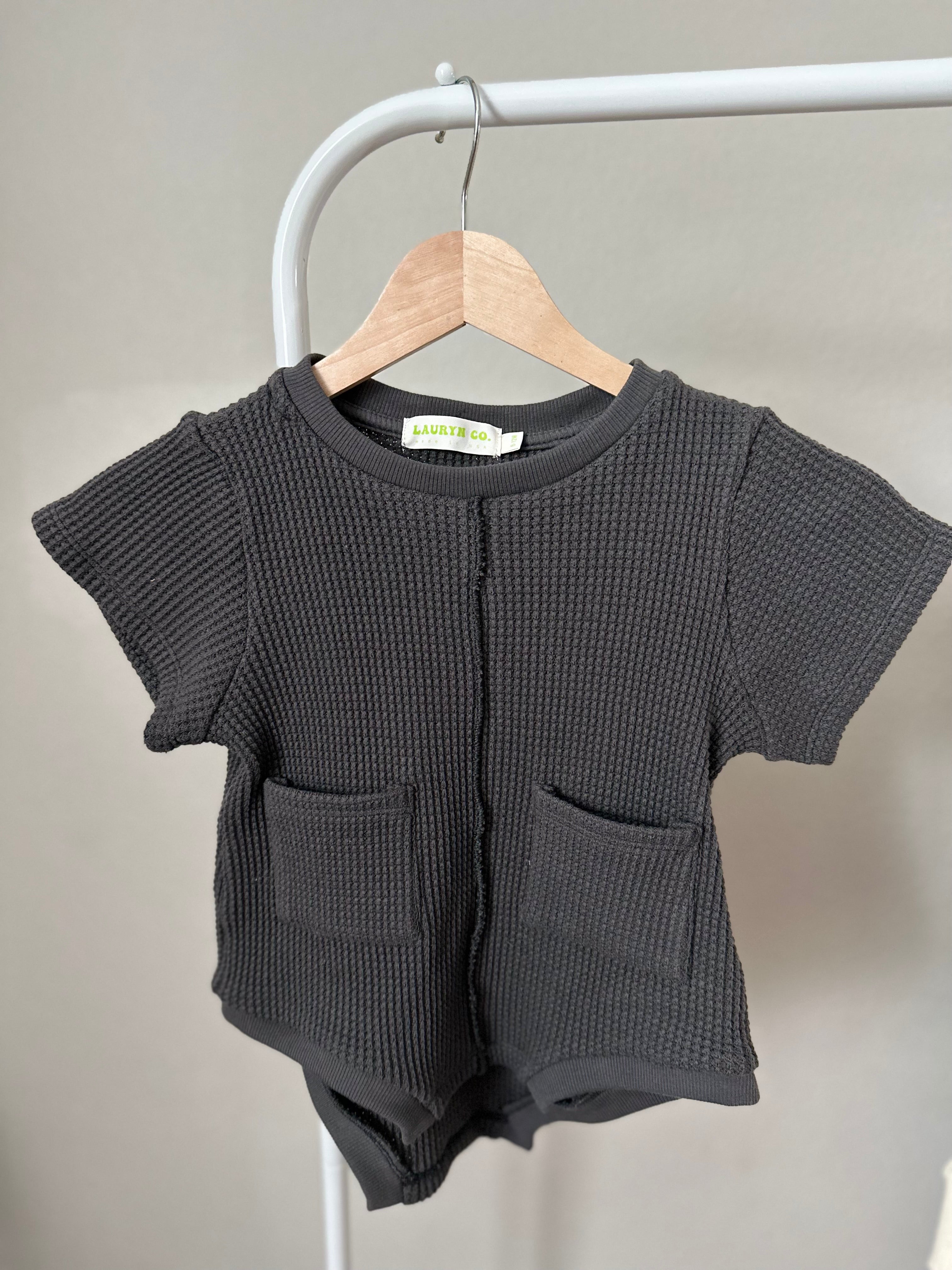 BABY SHORT SLEEVE ROMPER (FOG)