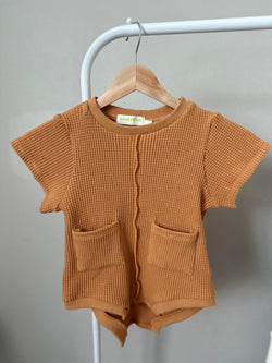 BABY SHORT SLEEVE ROMPER (PUMPKIN SPICE)