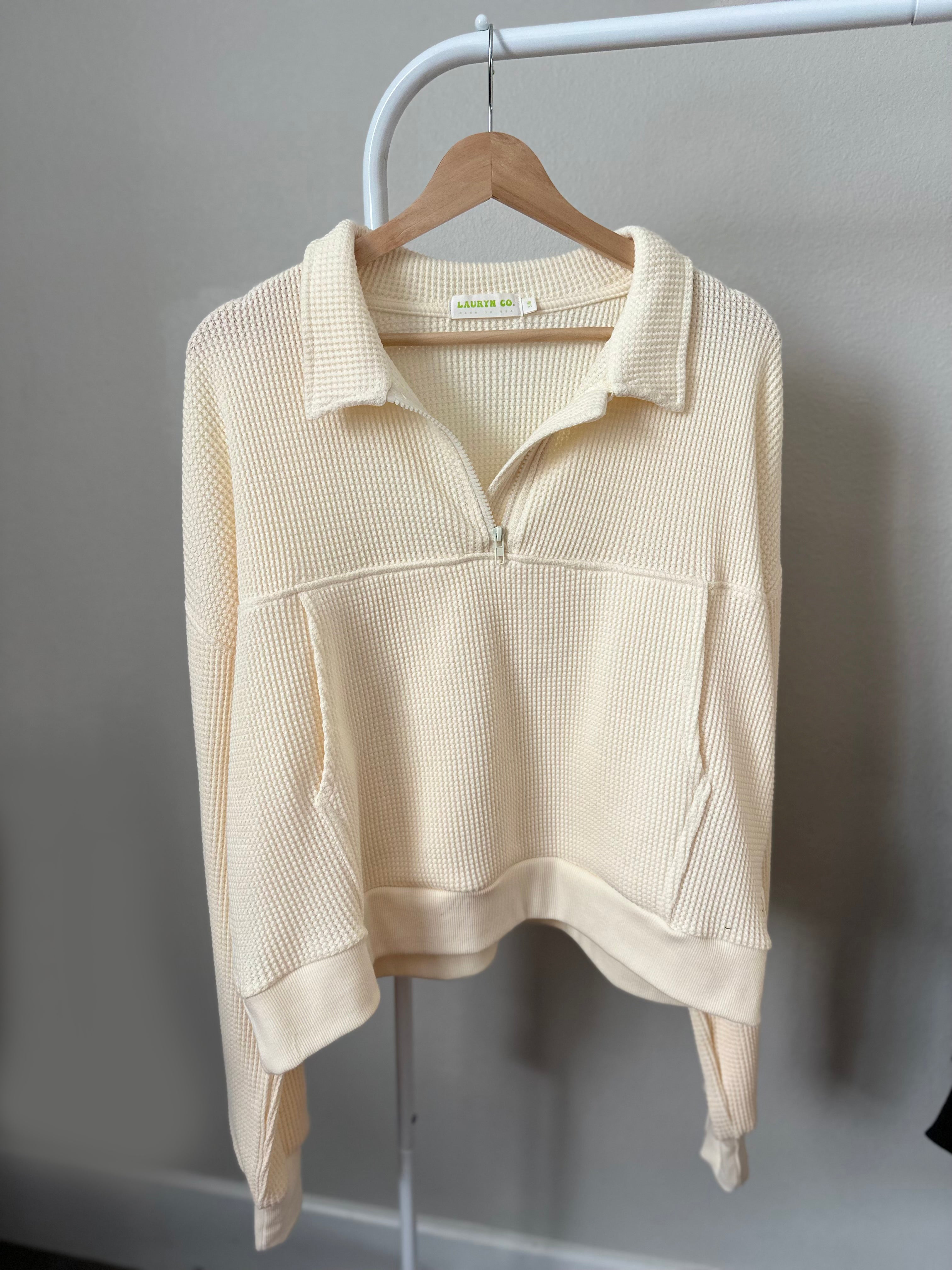 MAMA HALF ZIP SWEATER + PANTS SET (BUTTERCREAM)