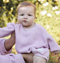 BABY WAFFLE ROMPER (RASPBERRY CREAM)