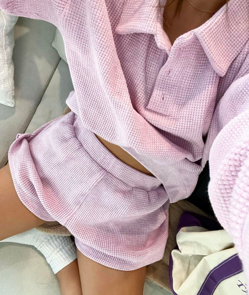 MAMA POLO + SHORTS SET (RASPBERRY CREAM)