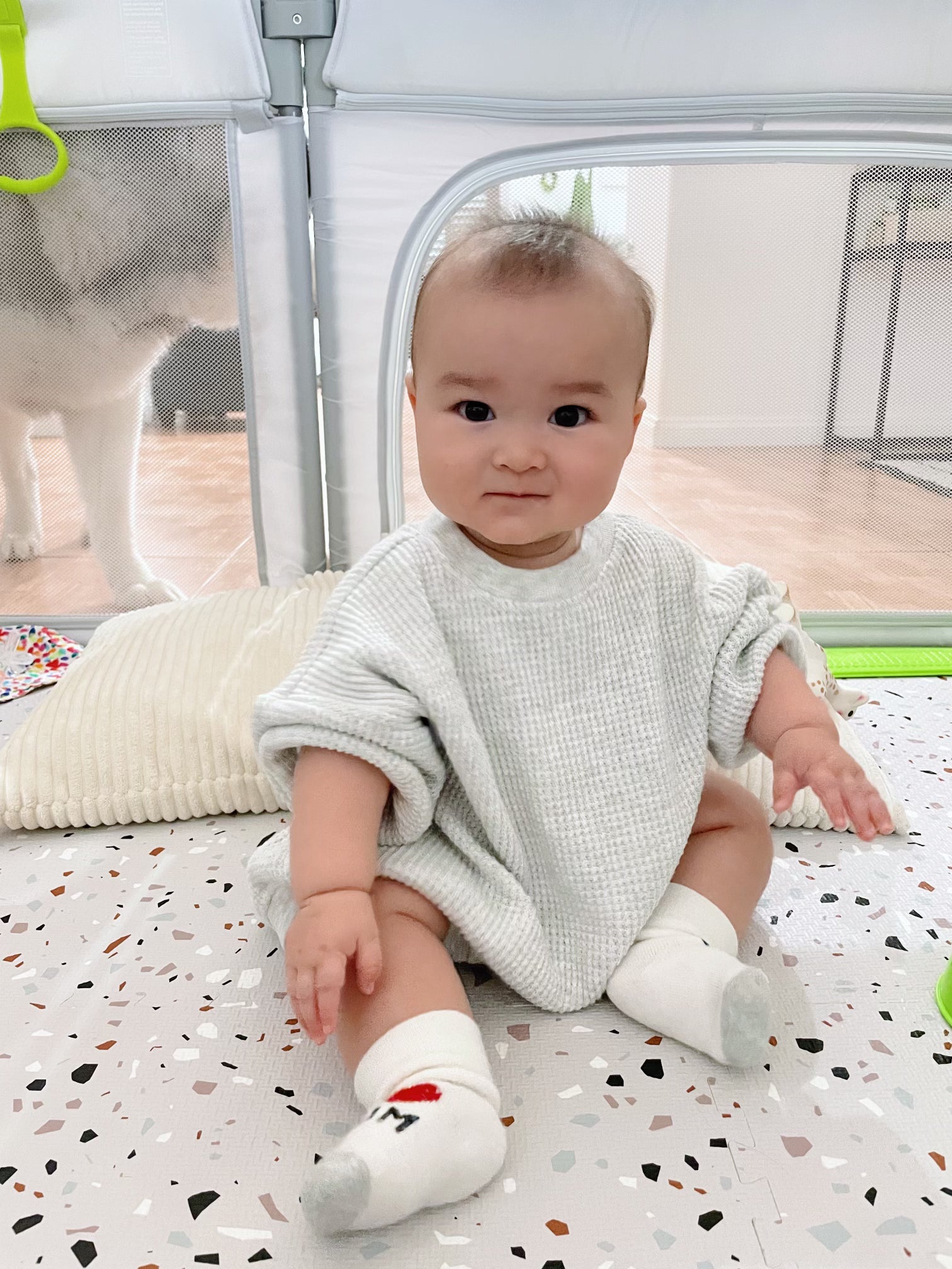 BABY WAFFLE ROMPER (CREAMY CLOUD)