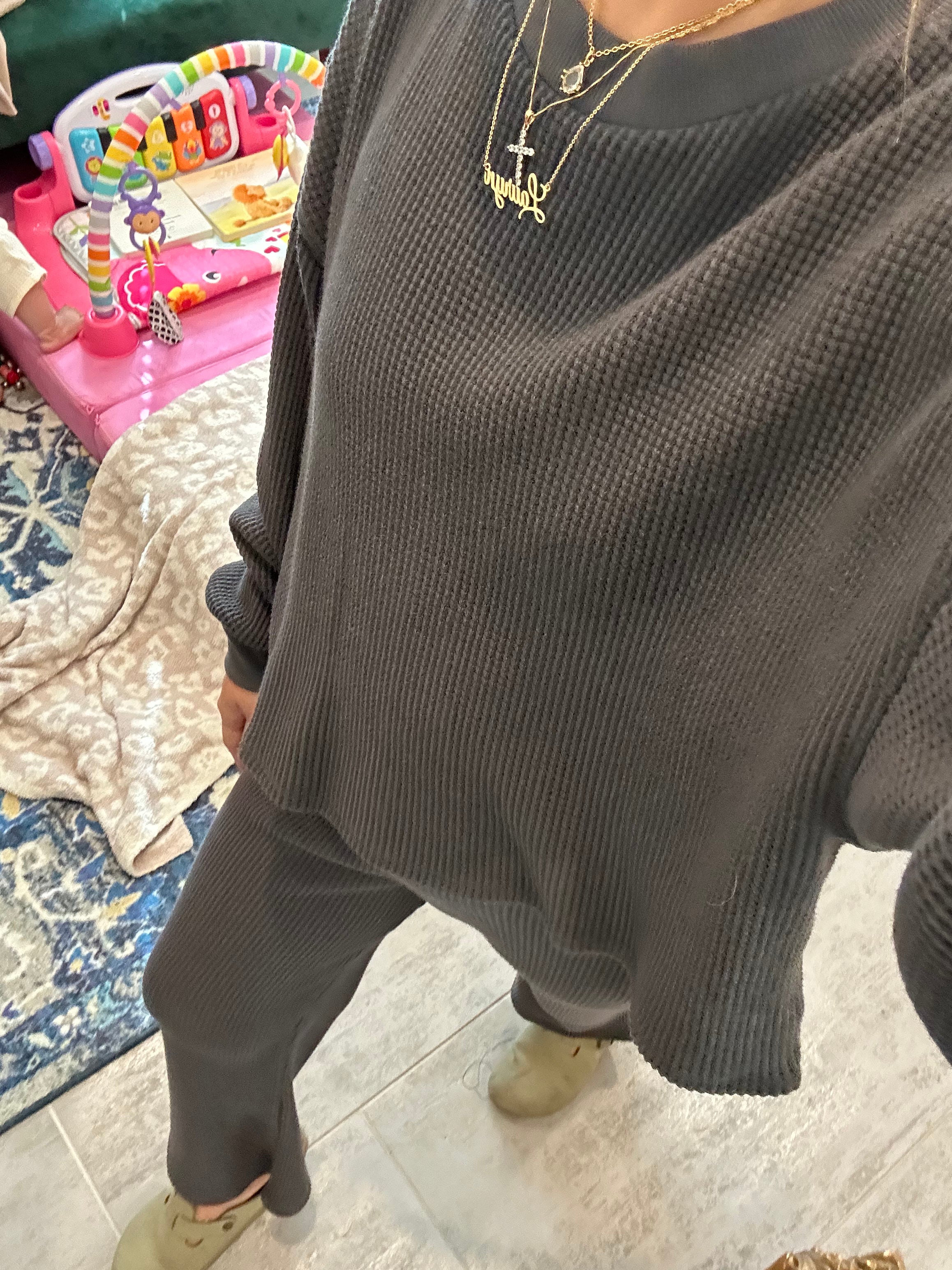 MAMA LONG SLEEVE TOP + PANTS SET (FOG)