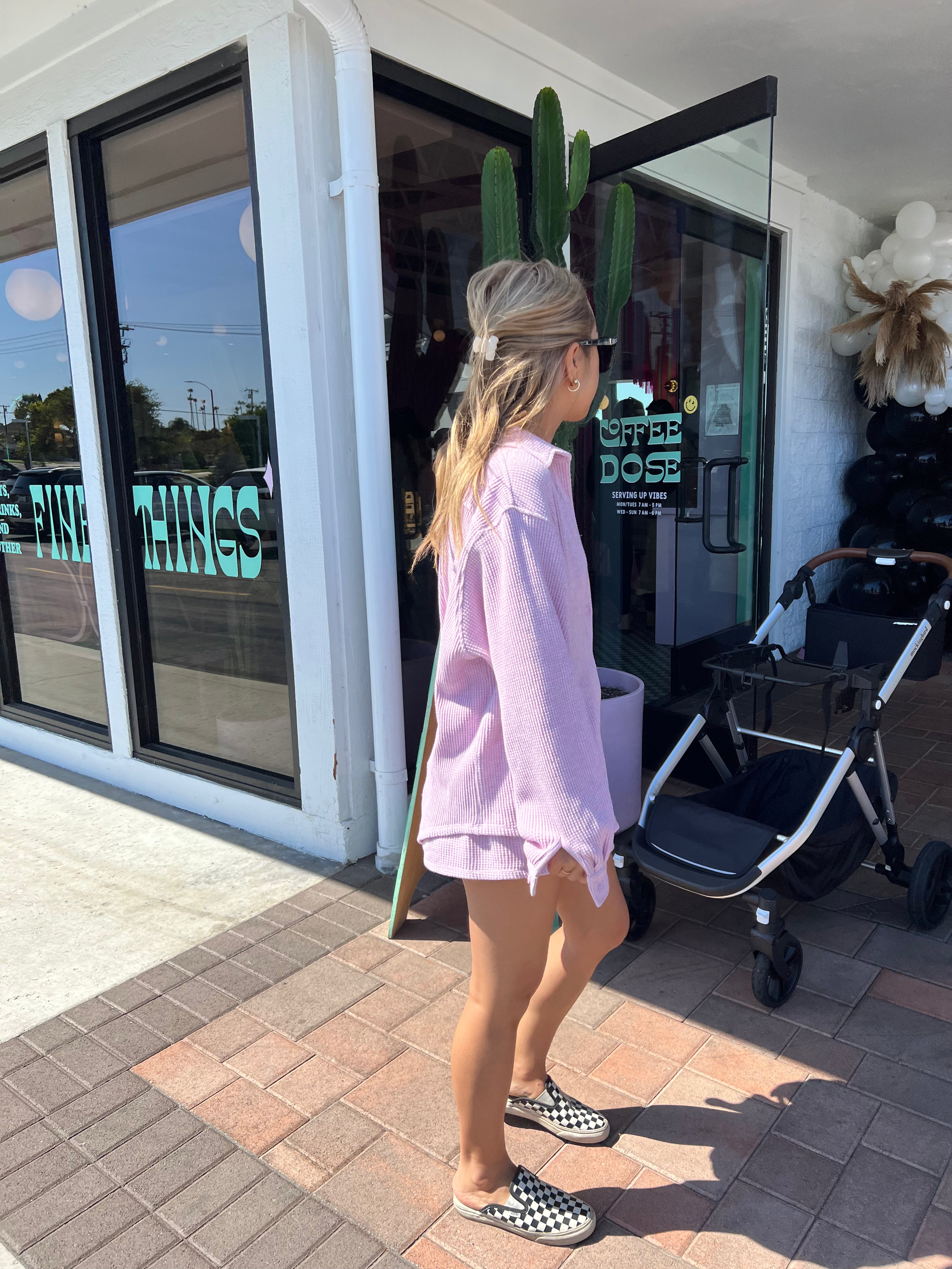 MAMA SHACKET + SHORTS SET (RASPBERRY CREAM)