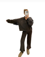 MAMA HALF ZIP SWEATER + PANTS SET (FOG)