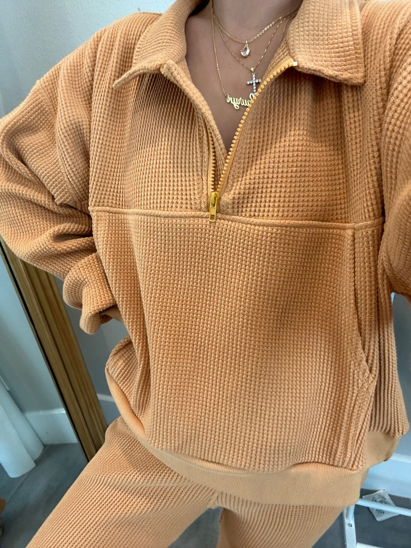 MAMA HALF ZIP SWEATER + PANTS SET (PUMPKIN SPICE)