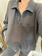 MAMA HALF ZIP SWEATER + PANTS SET (FOG)