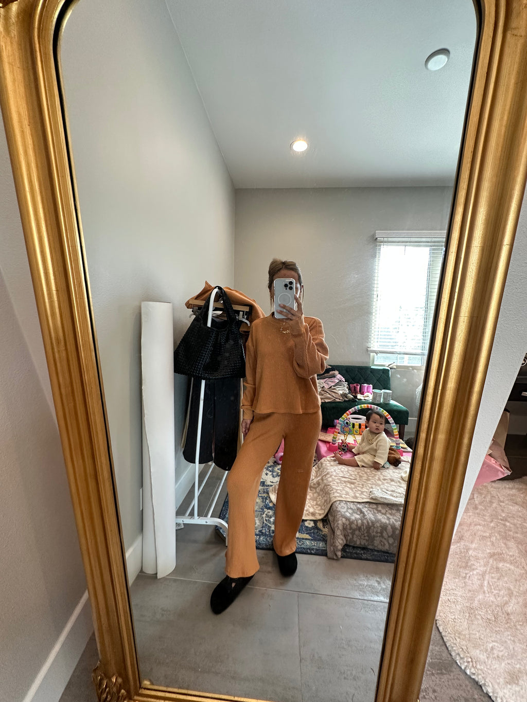 MAMA LONG SLEEVE TOP + PANTS SET (PUMPKIN SPICE)