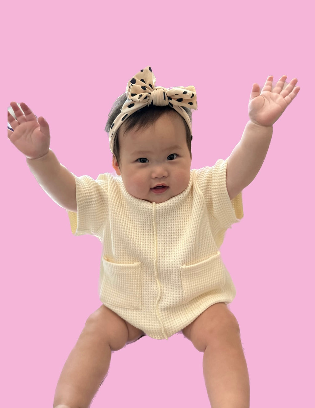 BABY SHORT SLEEVE ROMPER (BUTTERCREAM)
