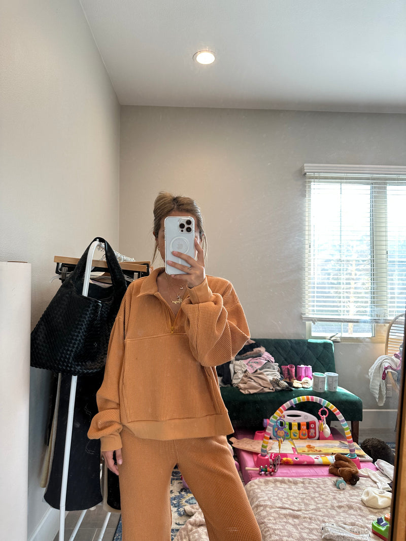 MAMA HALF ZIP SWEATER + PANTS SET (PUMPKIN SPICE)