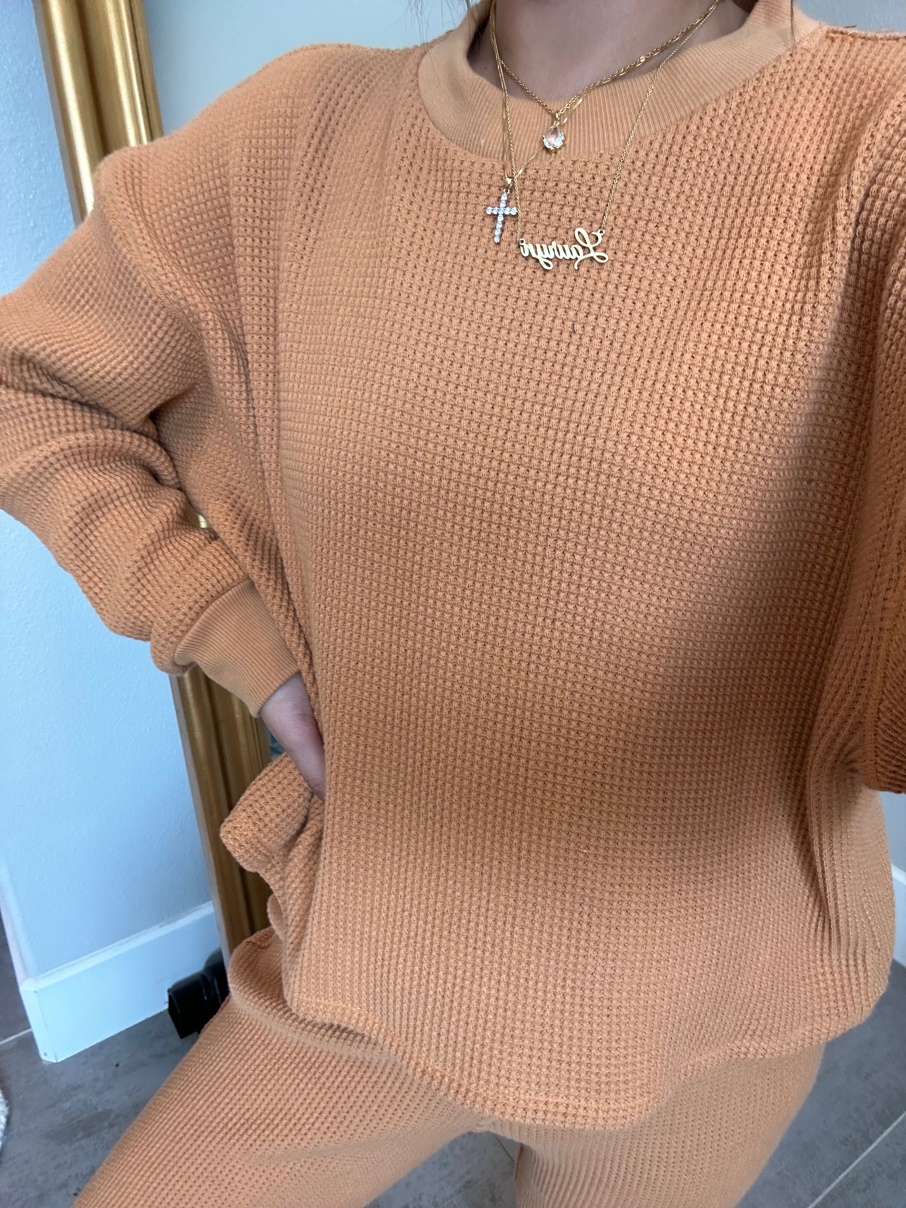MAMA LONG SLEEVE TOP + PANTS SET (PUMPKIN SPICE)