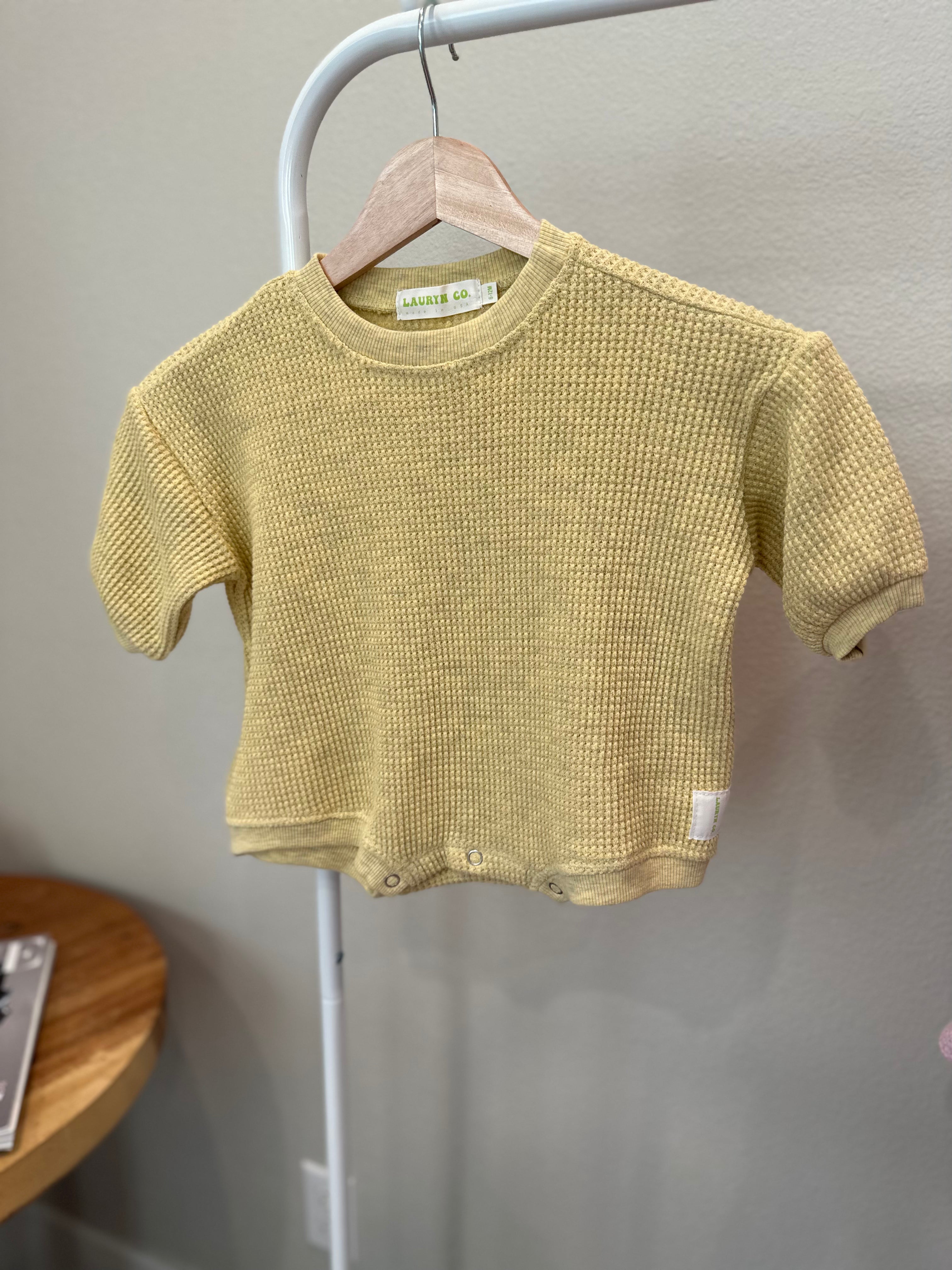 BABY WAFFLE ROMPER (BANANA)