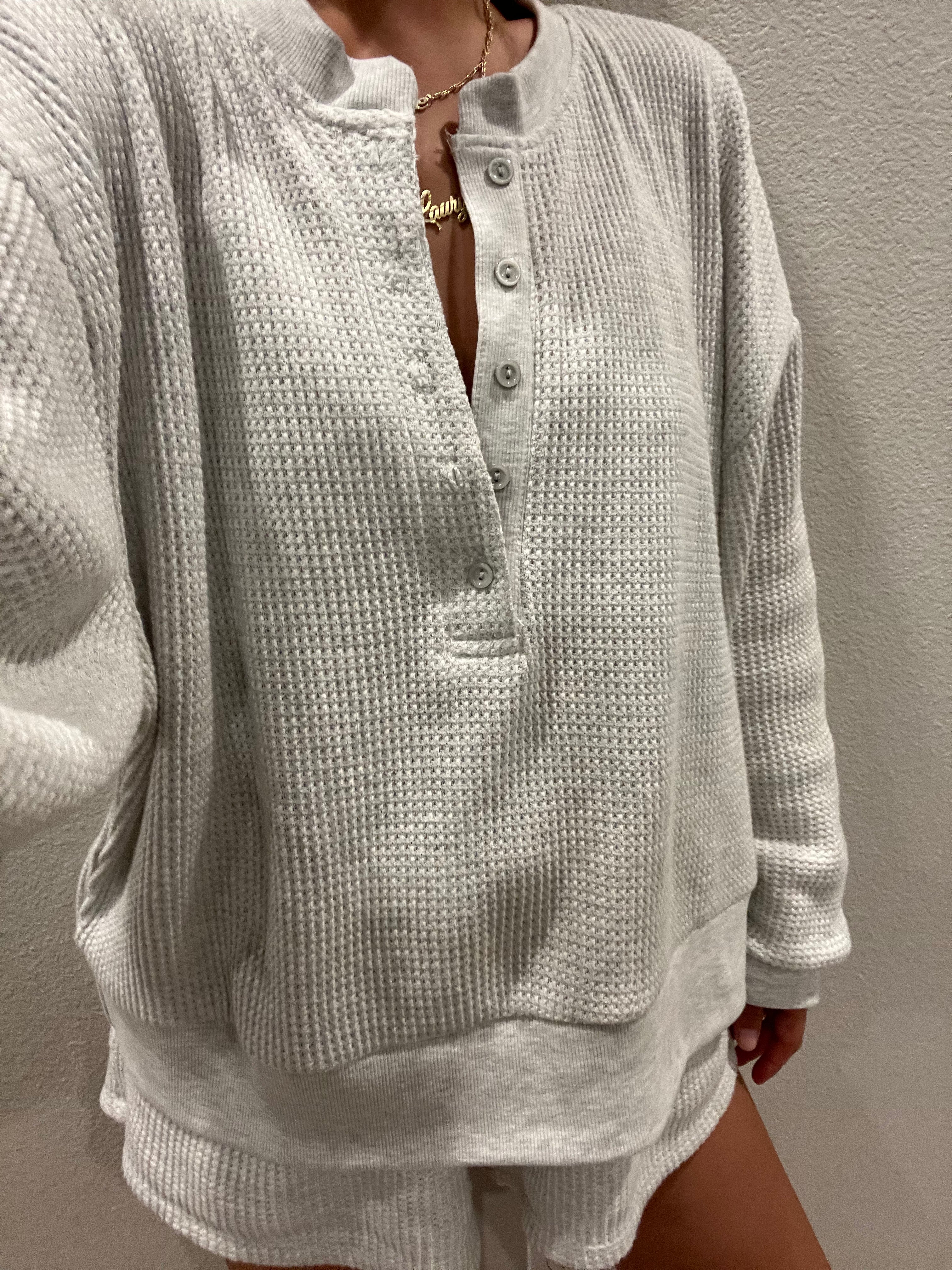 MAMA HENLEY SET (CREAMY CLOUD)