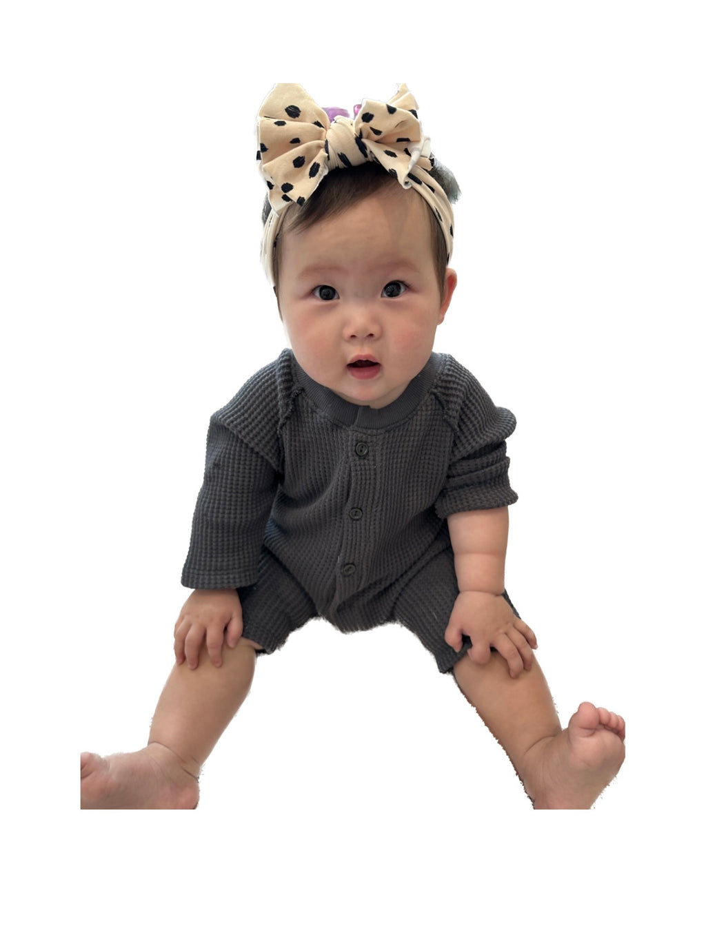 BABY BUTTON DOWN ONESIE (FOG)